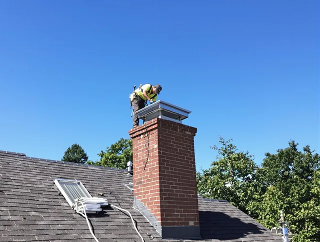 Poinciana Chimney Sweep technician measuring a chimney cap in Poinciana, FL