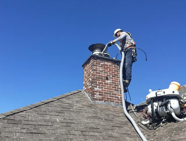 Dedicated Poinciana Chimney Sweep team member cleaning a chimney in Poinciana, FL