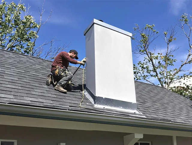 Poinciana Chimney Sweep team member finishing chimney construction in Poinciana, FL