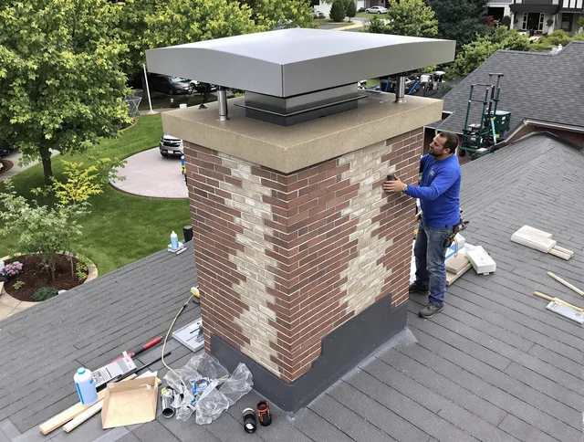 Poinciana Chimney Sweep team working on a custom chimney remodel in Poinciana, FL